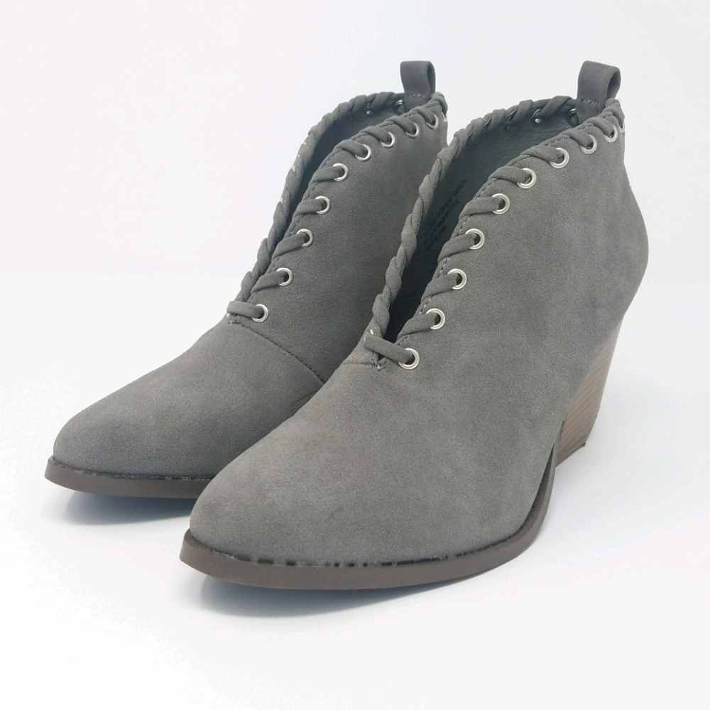 Beast Fashion Gray Faux Suede High Heel Booties